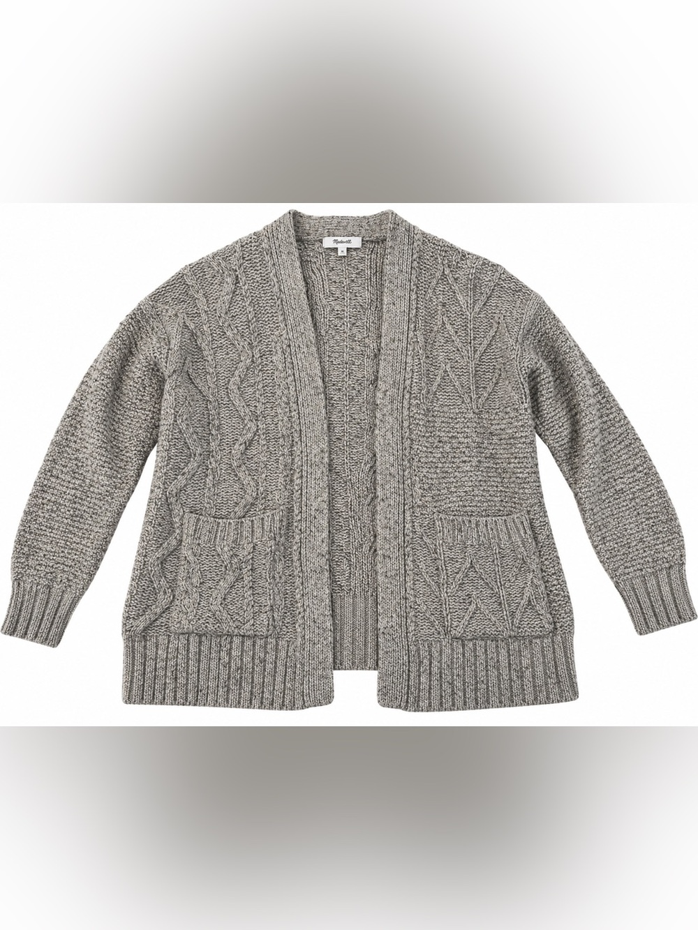 Madewell brown Cable-Knit Open-Front Cardigan